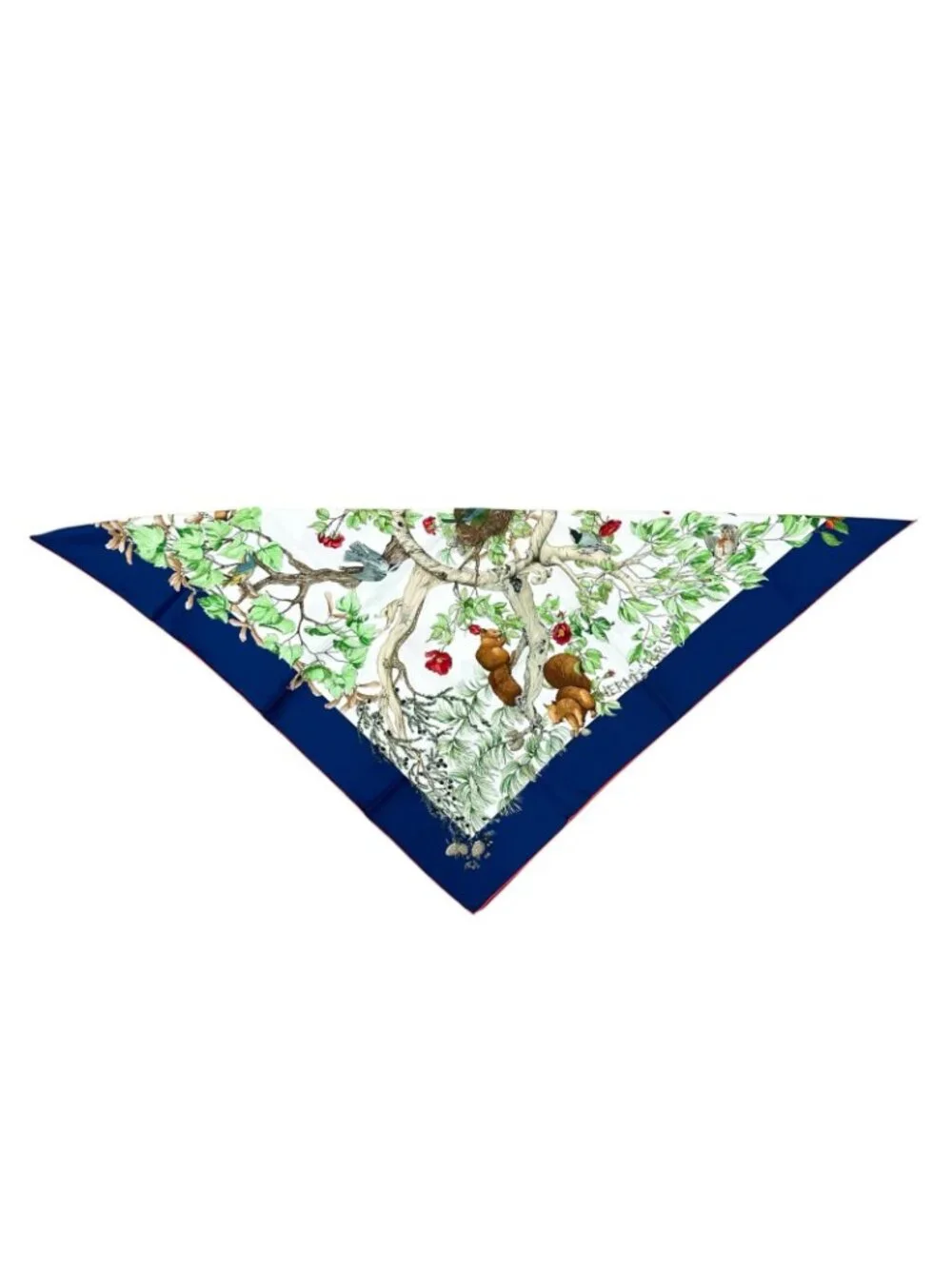 Hermes Carre 90 AU Coeur Des Bois Silk Green Blue White Scarf